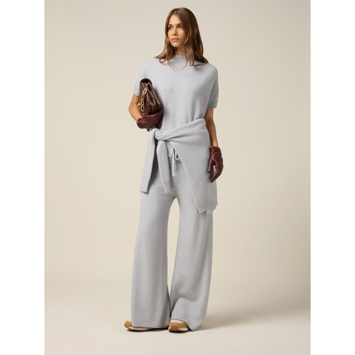 Oltre - Pantalones palazzo de punto - Gris