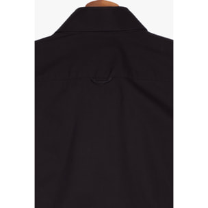 Camicia Uomo 2 Bottoni Button Down Slim Popeline Stretch Unito Nero
