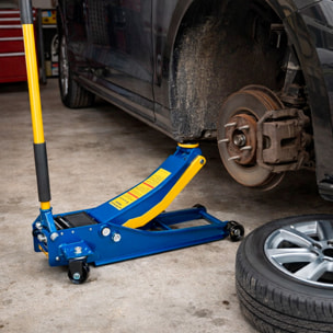 Cric Idraulico a Carrello Professionale 4T Inez Super Ribassato Doppio Pistone Martinetto Auto Officina 4 Tonnellate Sollevatore Idraulico Acciaio