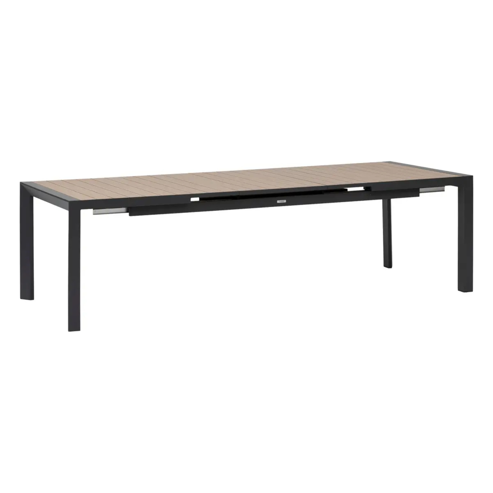 Table de jardin extensible "Évasion" effet bois honey & graphite 10 places en aluminium
