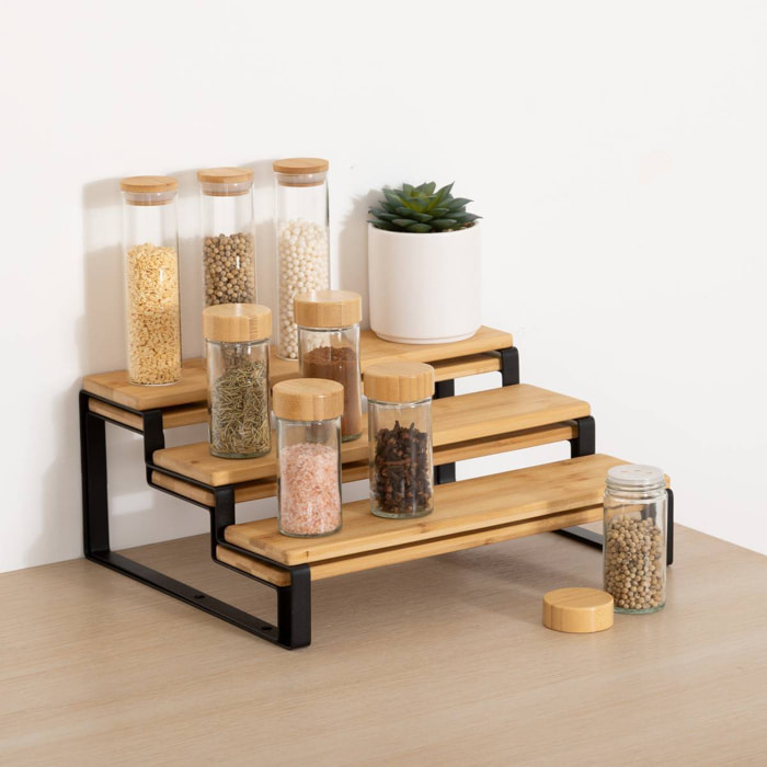 Etagère à épices Ordera extensible L32cm en bois noir