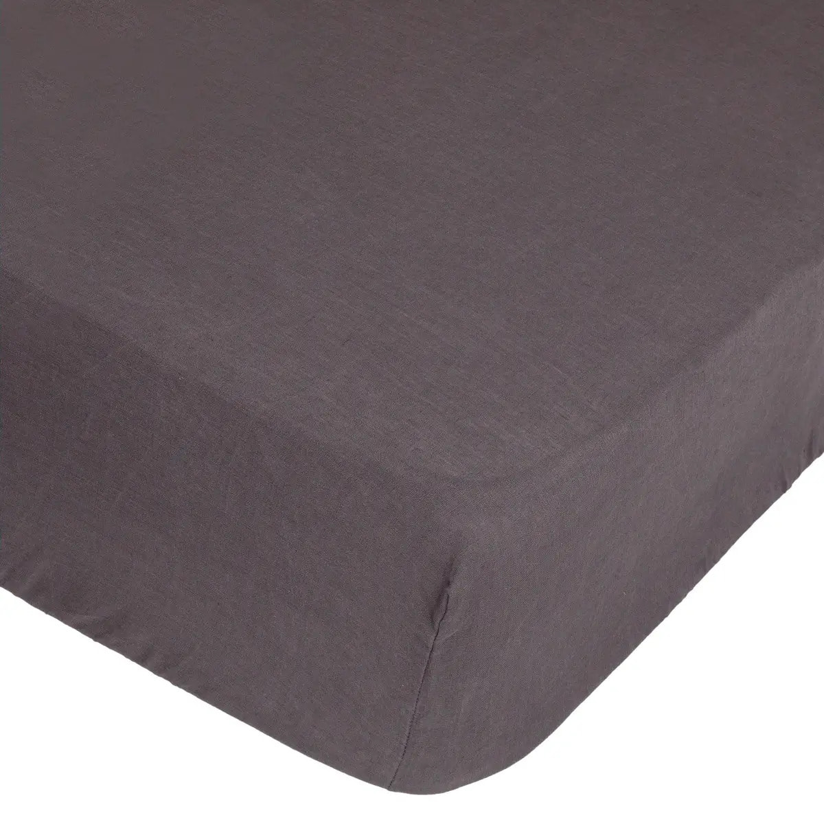 Drap-housse "Linah" - gris - lin lavé 140x190 cm