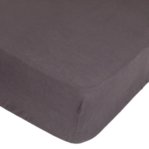 Drap-housse "Linah" - gris - lin lavé 140x190 cm