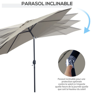 Parasol droit Ø3 m – Inclinable – Ouverture à manivelle