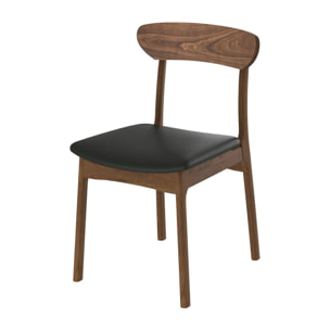 Lot de 2 chaises en cuir synthétique noir et bois foncé - Lana