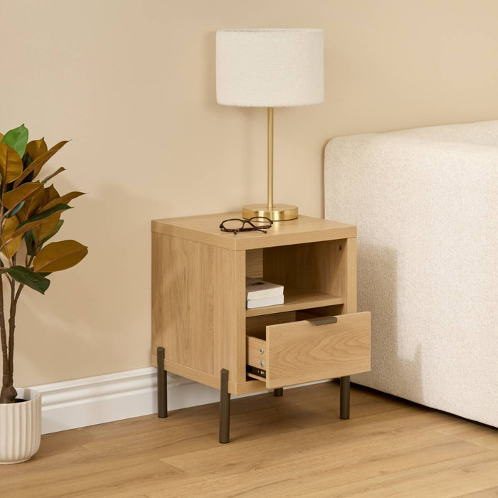 Table de chevet Alvo rectangulaire 39,5x40,5cm 1 tiroir beige