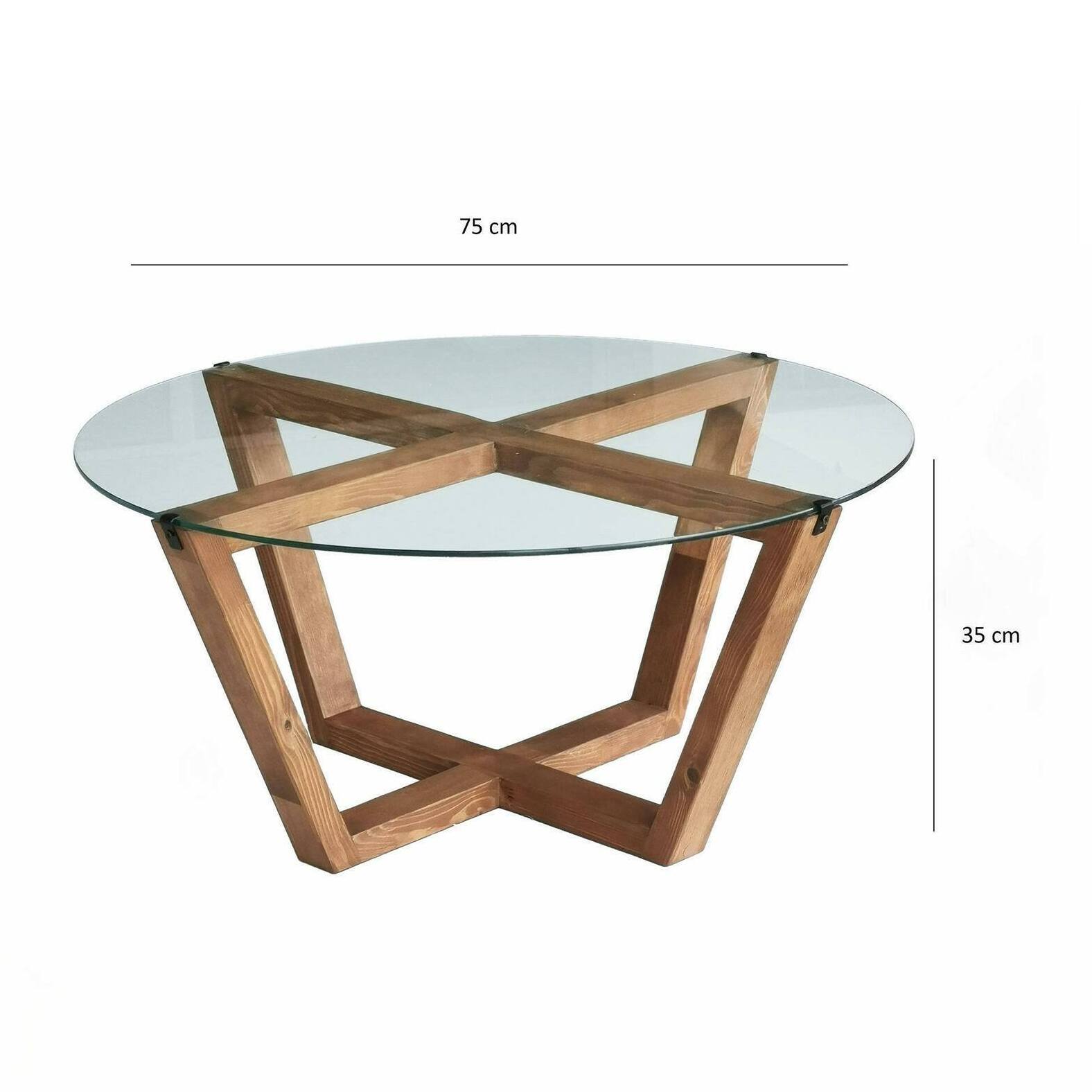 Tavolino da salotto Agatha, Tavolo basso da caffè, Portariviste per divano, Ripiano da soggiorno, 75x75h35 cm, Noce