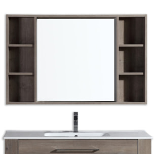 Armoire de toilette miroir 120 cm chêne gris Aquanoma