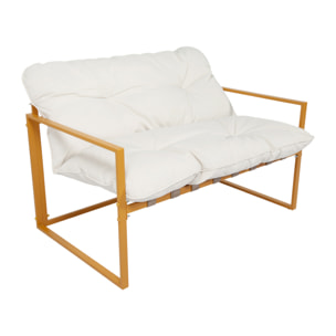 LANA Salon de jardin 6 places contemporain marron et coussins beiges