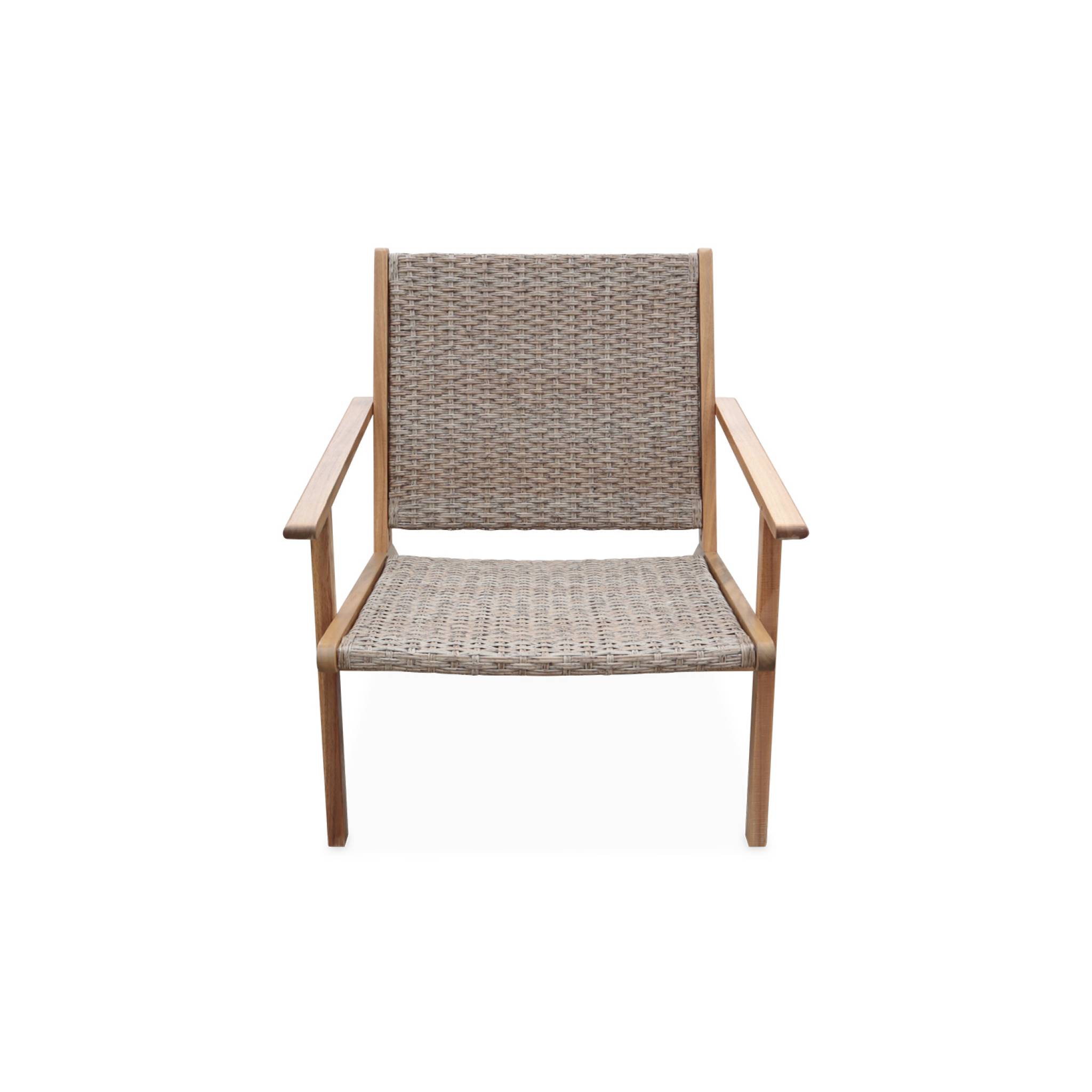 Lot de 2 fauteuils relax en bois et en résine effet paillage BELIZE 62 x 78 x 67 cm