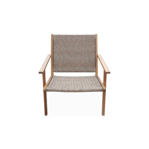 Lot de 2 fauteuils relax en bois et en résine effet paillage BELIZE 62 x 78 x 67 cm