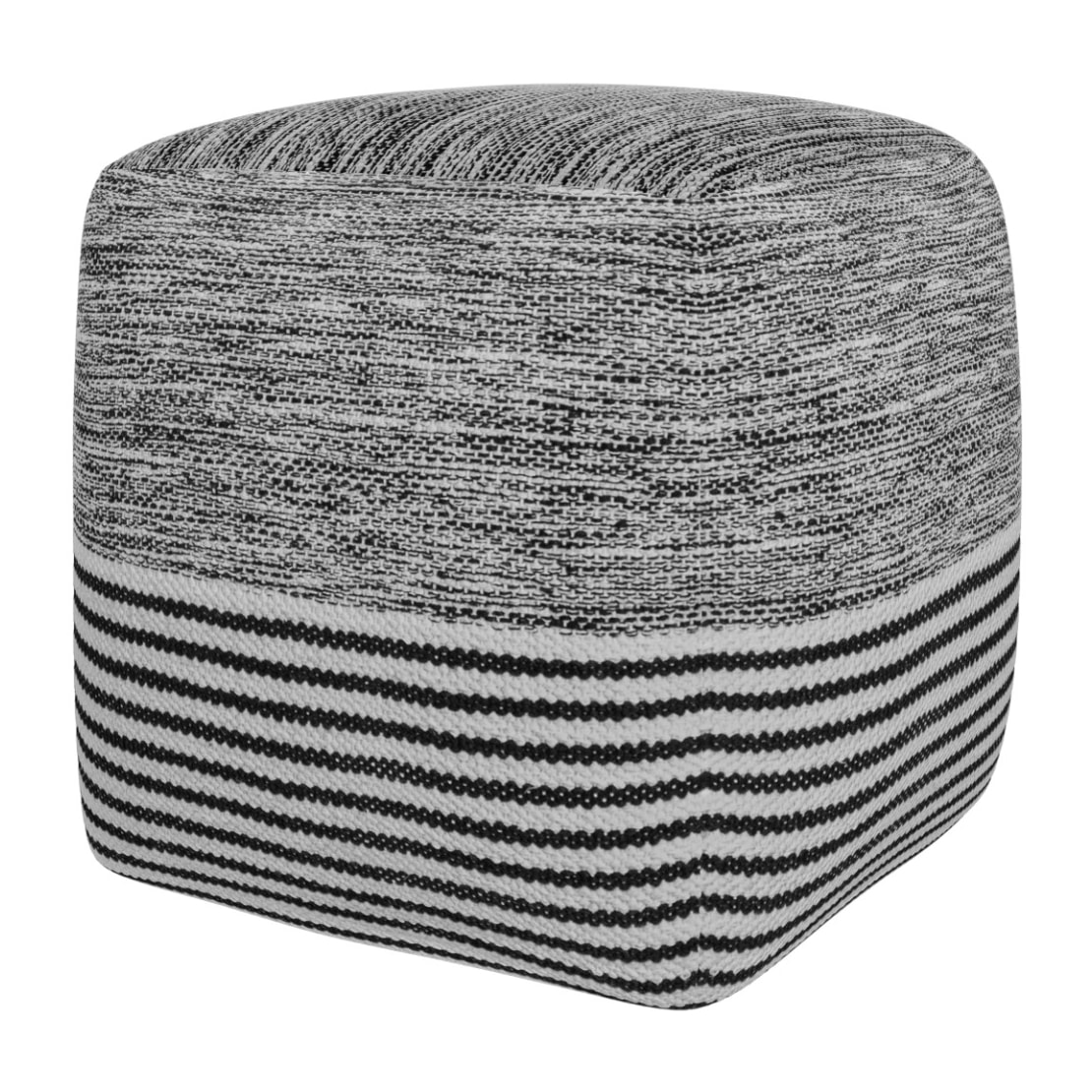 Pouf carré Lucky gris, noir et blanc 40 cm