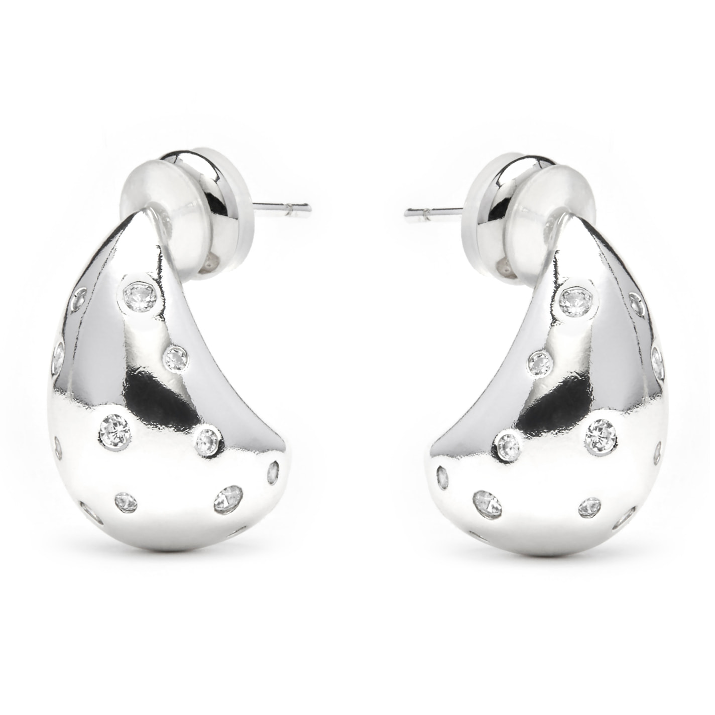 Pendientes acabado plata y Circonita Brillante