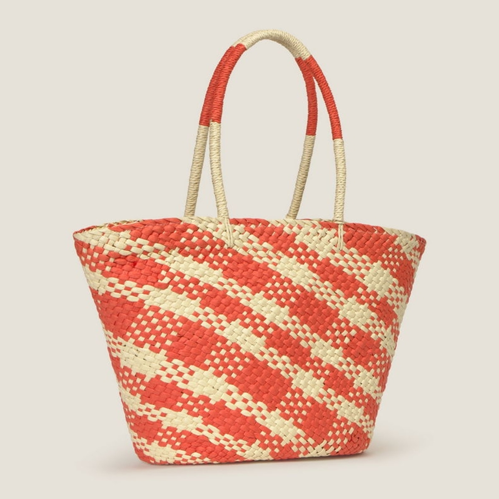 Bolso de playa mimbre Zani color teja coral Fibras naturales