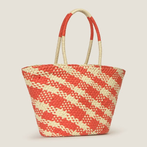 Bolso de playa mimbre Zani color teja coral Fibras naturales