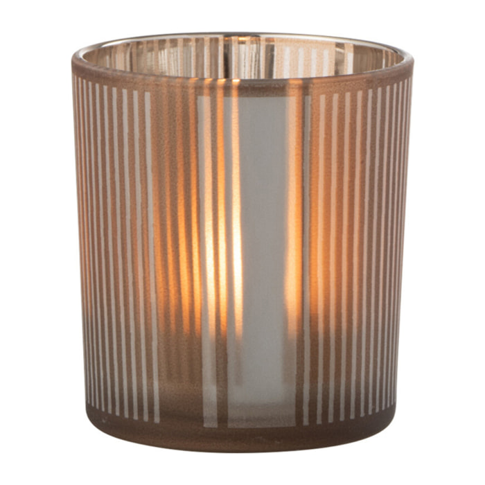 J-Line photophore Lignes - verre - brun/blanc - small