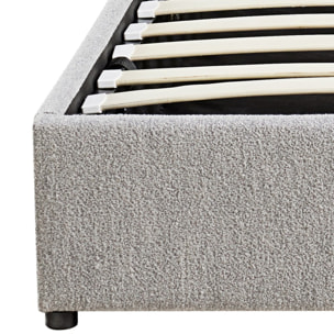 Lit coffre Bouclette| Espace de Stockage jusqu'à 900 L | Grand angle d’ouverture | Tissu | Gris clair