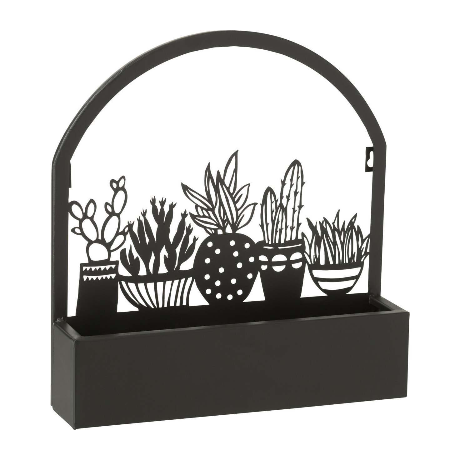 J-Line cache-pot murale Cactus - métal - noir - Ø 7.5 cm