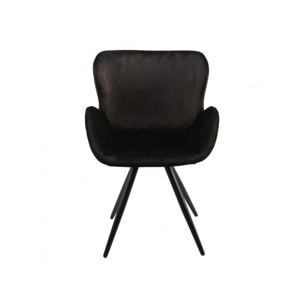 Chaise en velours avec piètement en métal noir - LILOU