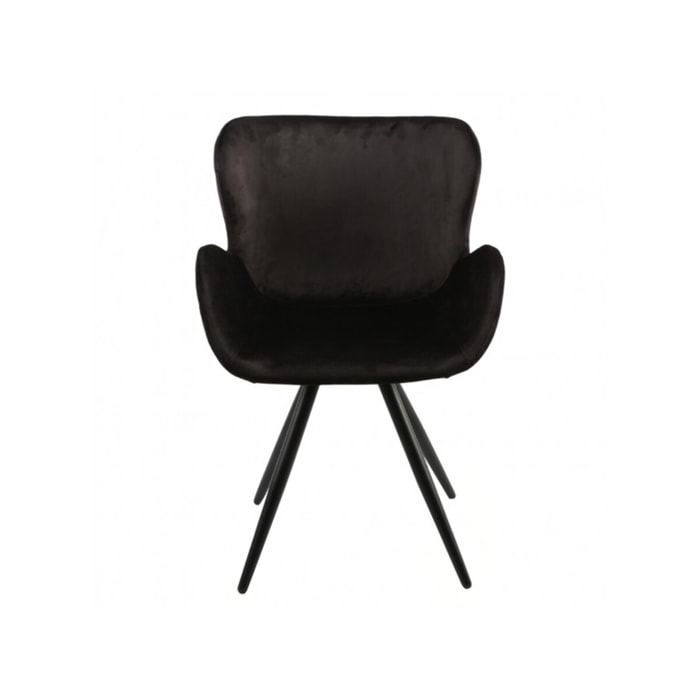 Chaise en velours avec piètement en métal noir - LILOU