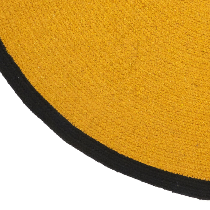 Tapis Rond Coton Moutarde Bord Noir 120cm