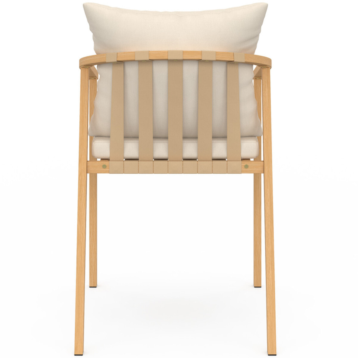 Chaises de jardin Paros métal effet bois et beige - lot de 4