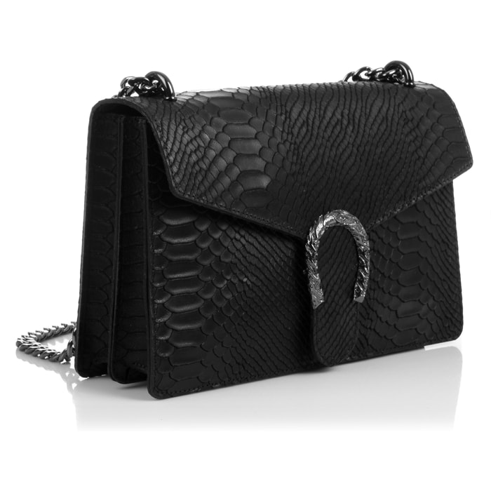 Luce Borsa a mano Donna.Pelle autentica Camoscio Inciso Serpente