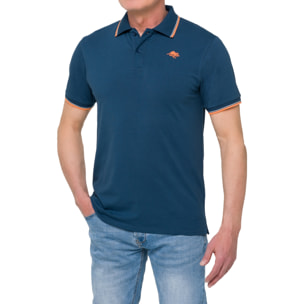 Polo con righine Hot Buttered Amak blu indigo.