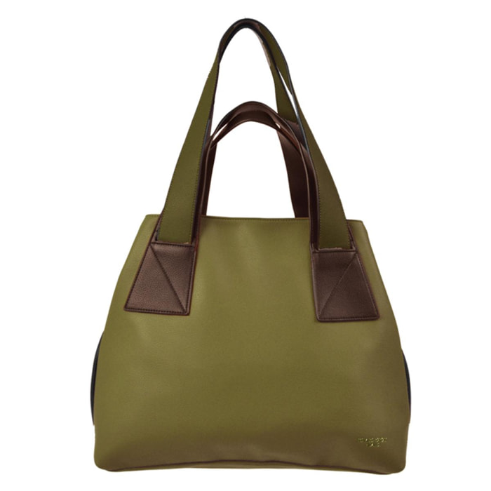 LUCY BORSA A SPALLA CON DETTAGLI COLORI VERDE/MARRONE