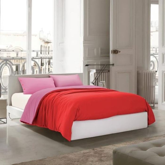 Intrecci Parure Copripiumino Bicolore 100% Cotone 255x240 , Matrimoniale