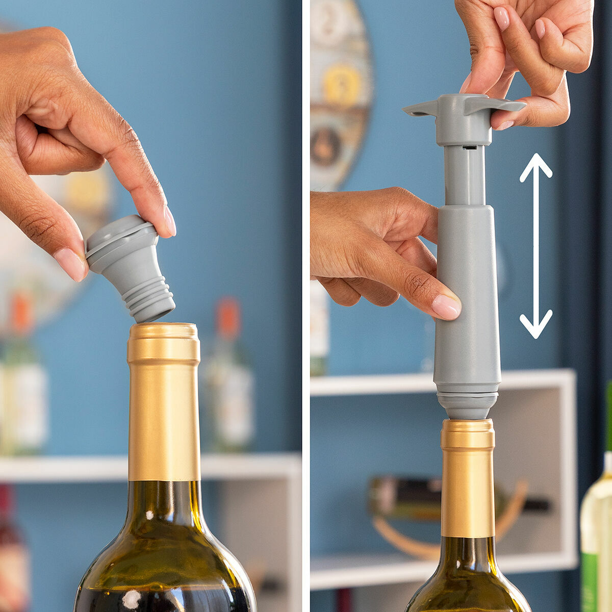 Bomba de Vacío y Tapones para Vino Winuum InnovaGoods (4 tapones)