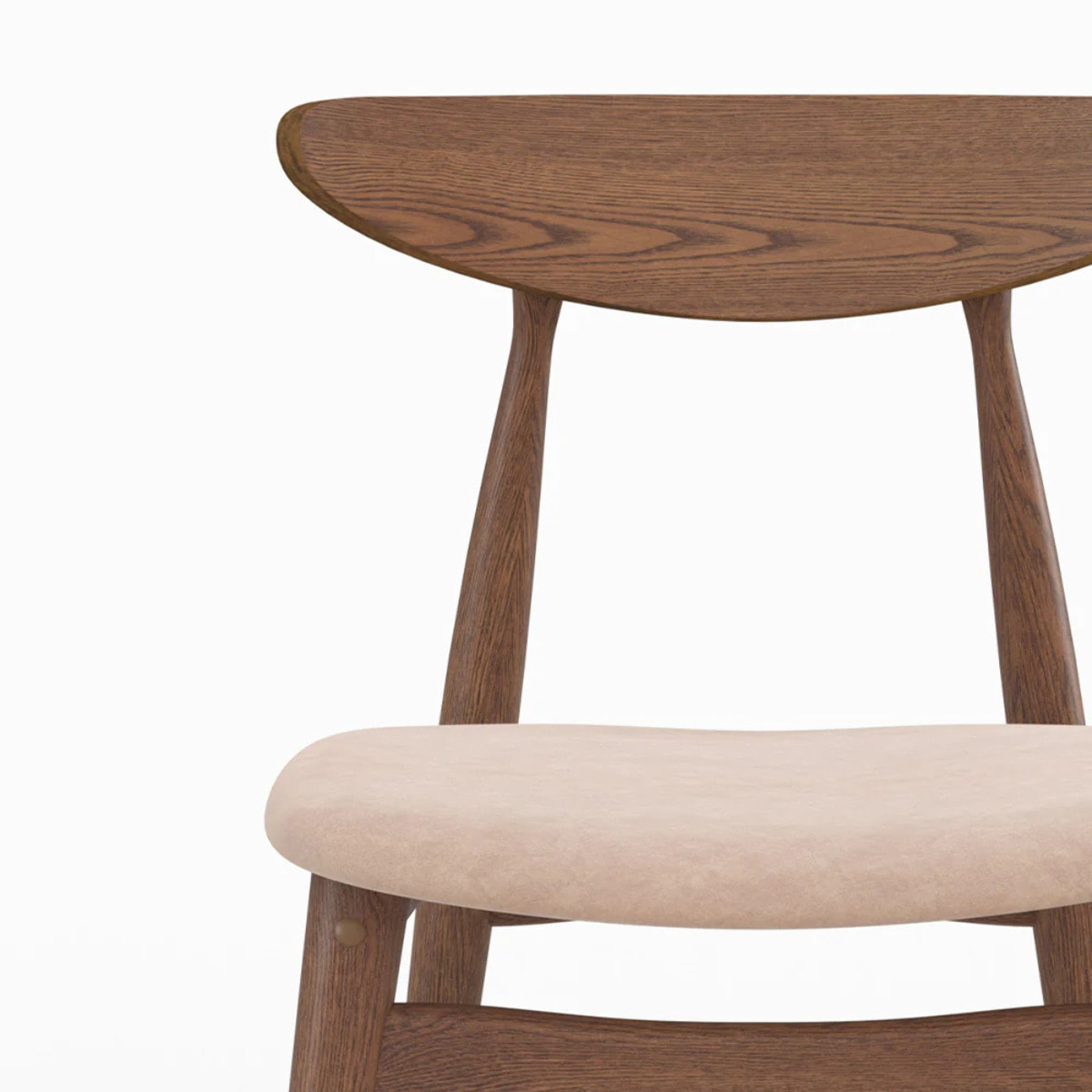 Lot de 2 chaises en tissu beige et bois foncé d'hévéa - Josette