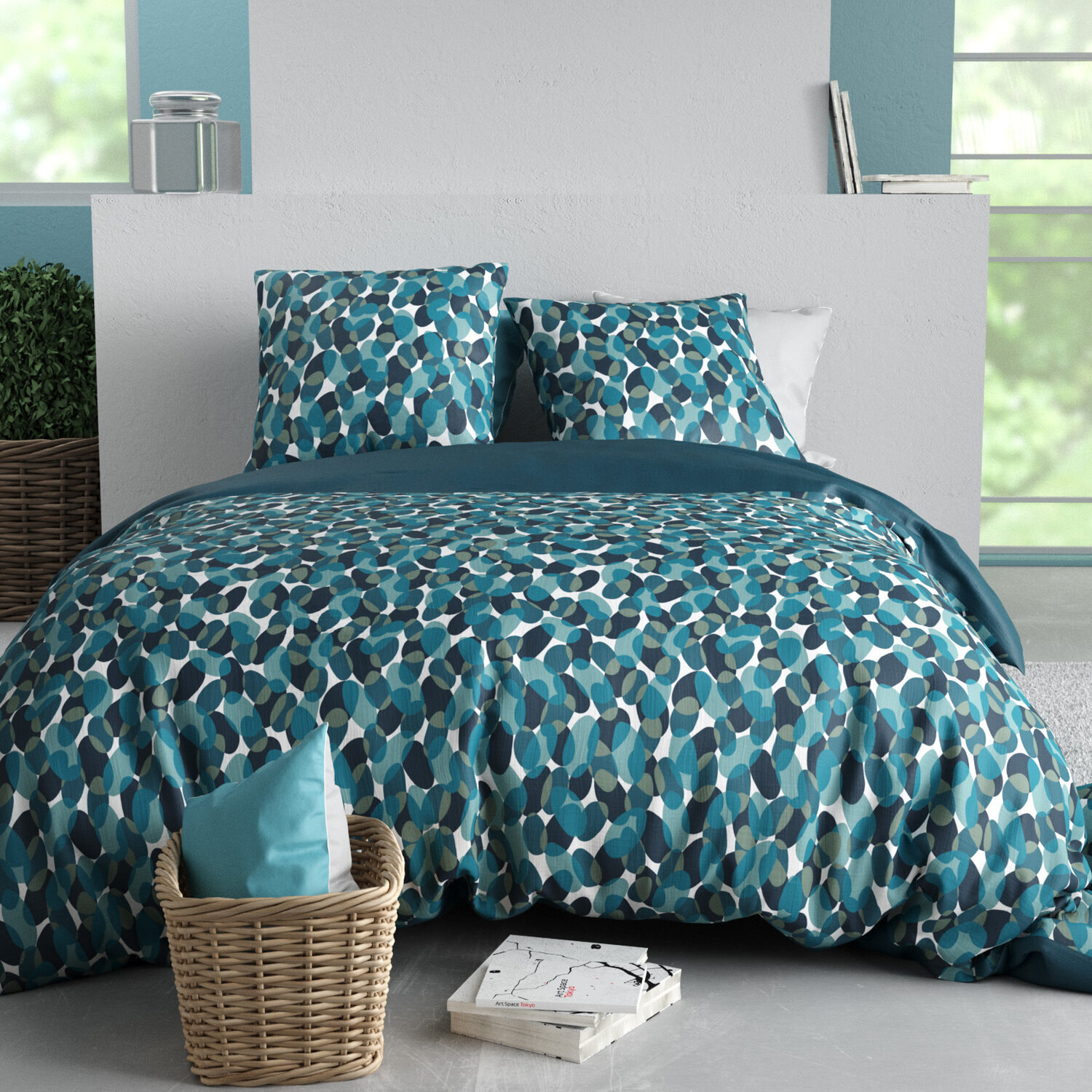 Parure housse de couette 3pcs 100% coton 57 fils nelly