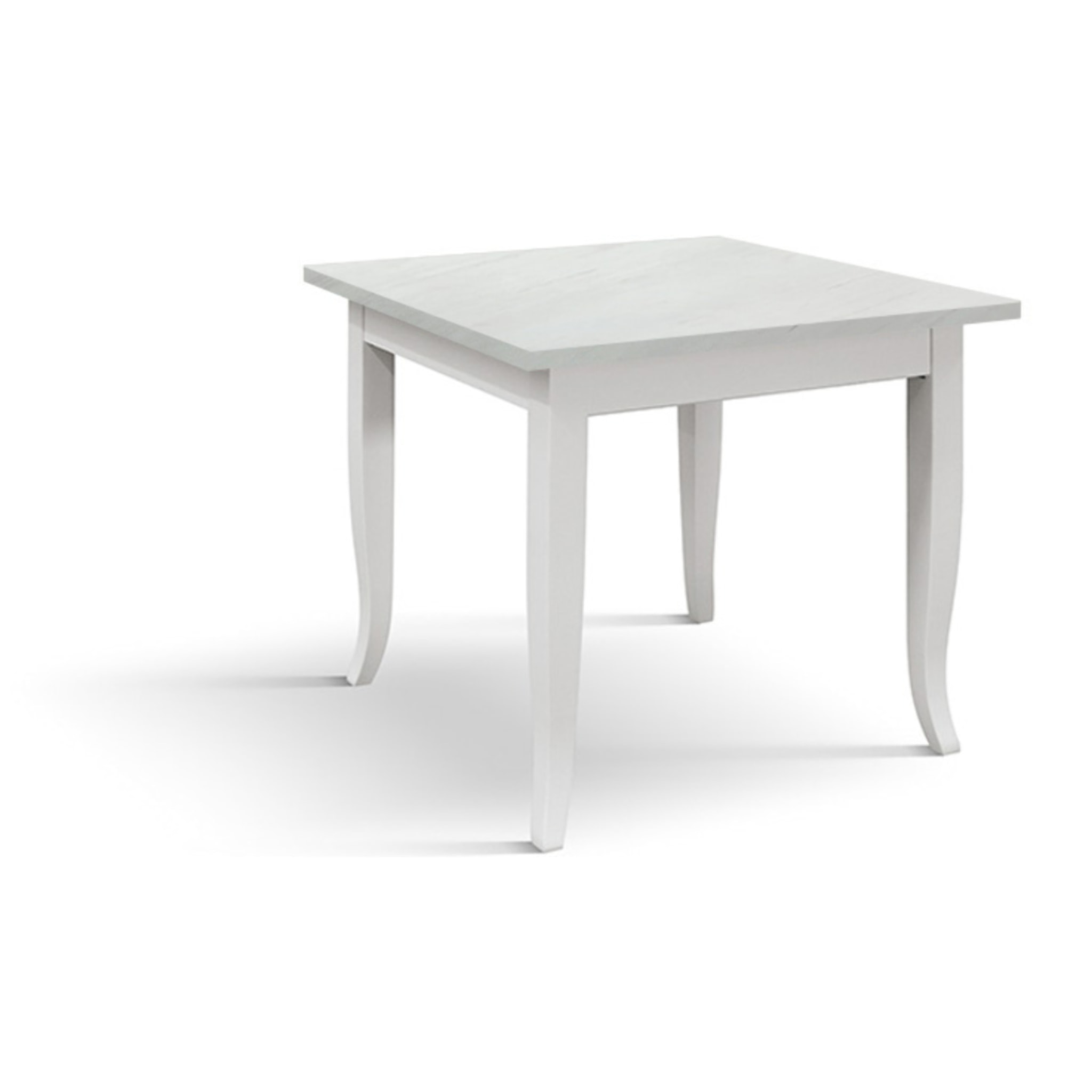 Tavolo RIMINI in legno finitura bianco anticato e struttura in legno bianco 80x80 cm