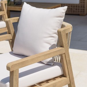 CELESTIN - Lot de 2 fauteuils bois acacia/cordage synth. beige et gris