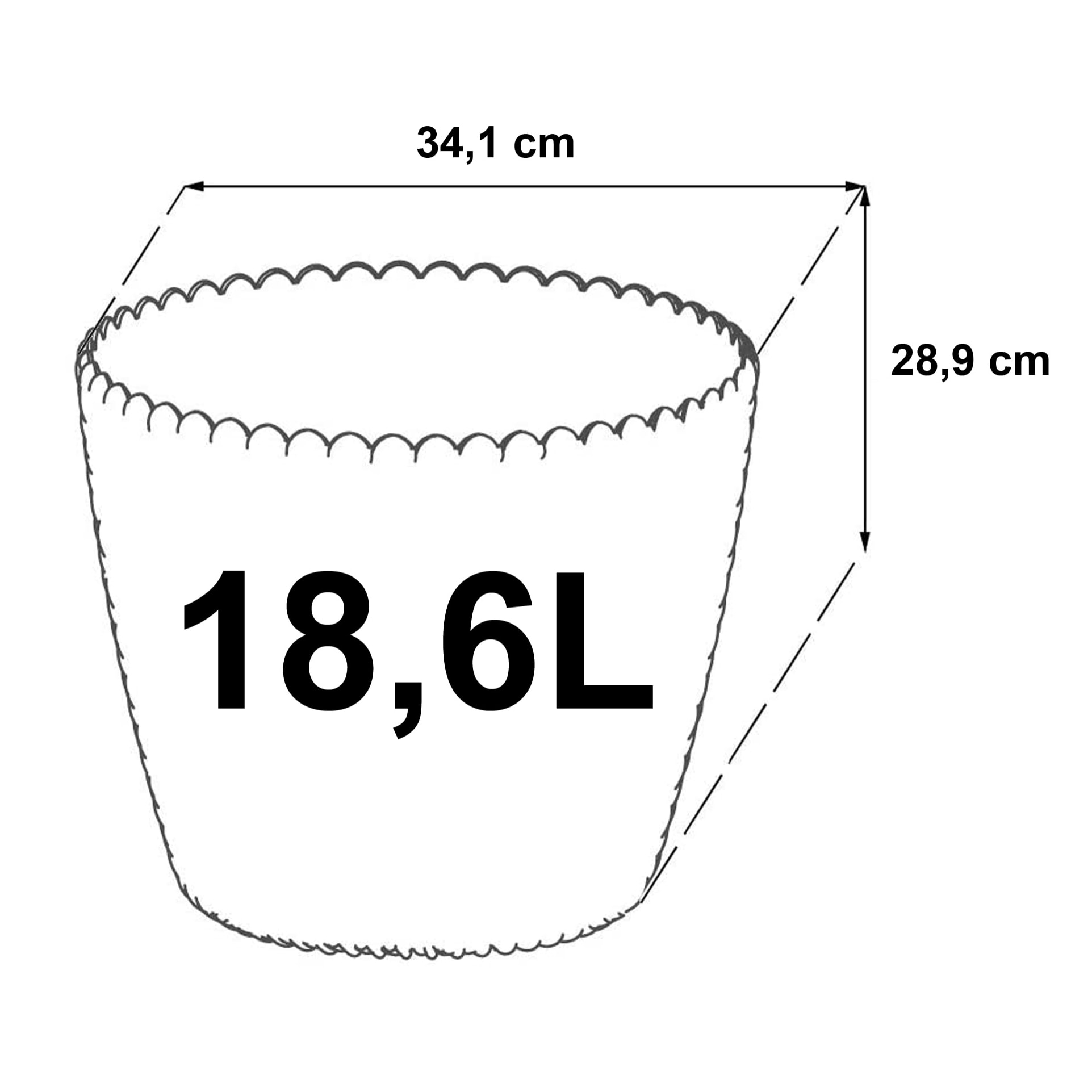 Maceta redonda 18,6l splofy de plastico en color antracita, ø34,1 x 28,9 cm