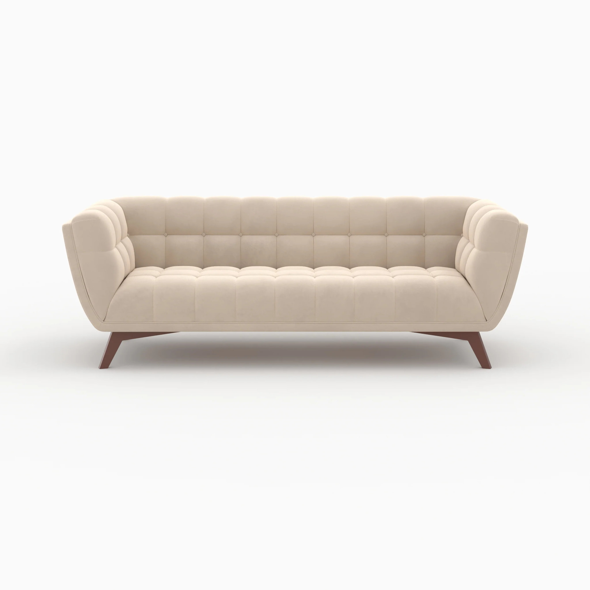 Ensemble canapé et fauteuil en velours beige 4 places - Mona