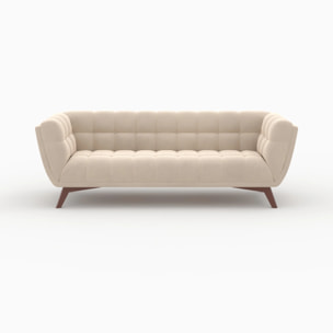 Ensemble canapé et fauteuil en velours beige 4 places - Mona