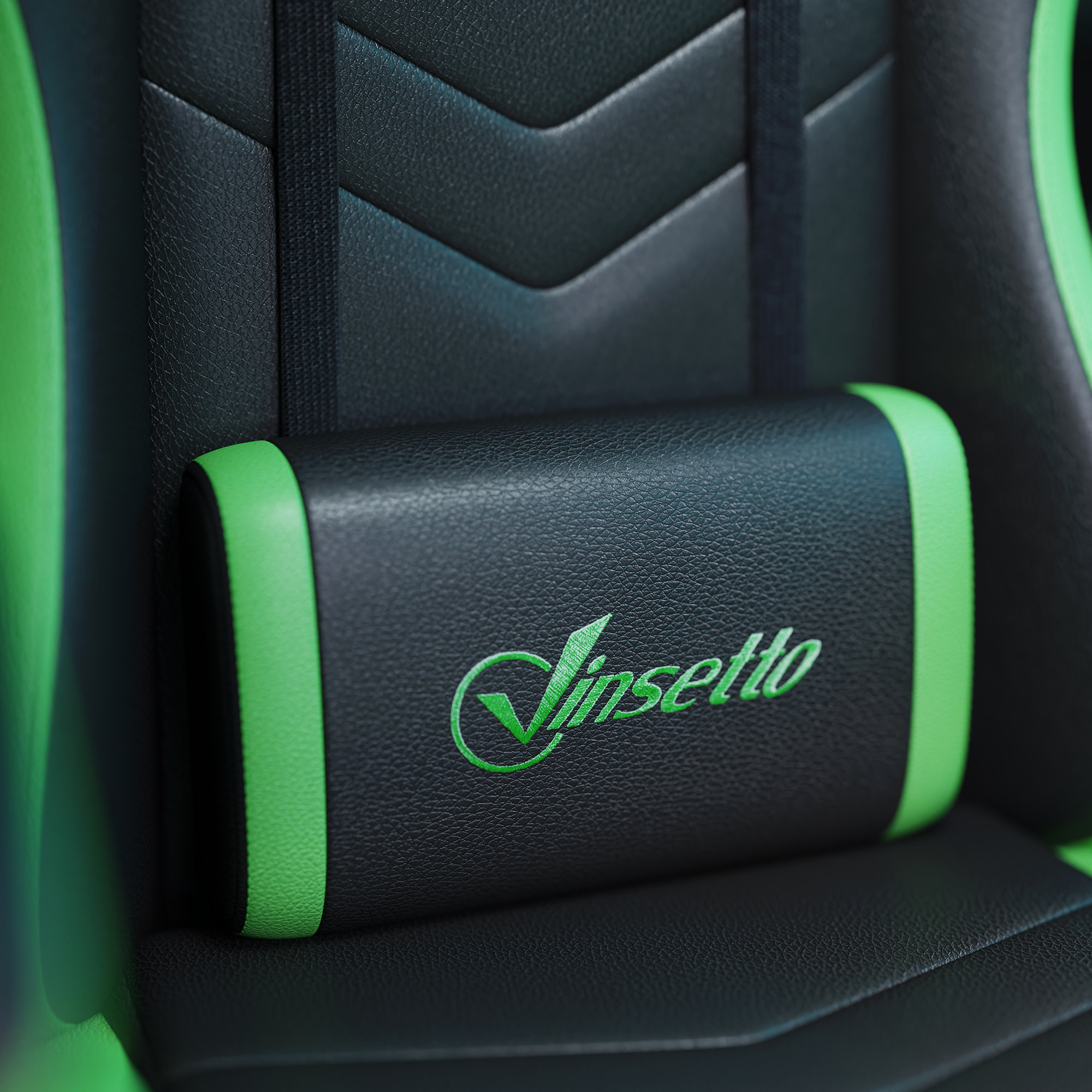 Silla Gaming Ergonómica Reclinable 135°, Silla Gamer Racing de Cuero PU con Soporte Lumbar, Altura Ajustable, Reposacabezas y Reposapiés Retráctil, para Oficina, Estudio, Negro y Verde