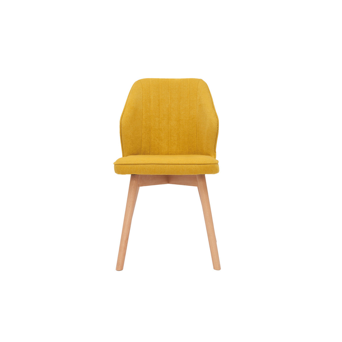 Chaises design en tissu effet velours jaune moutarde et bois clair (lot de 2) FANETTE