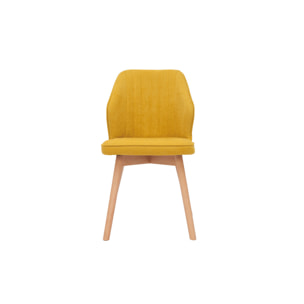 Chaises design en tissu effet velours jaune moutarde et bois clair (lot de 2) FANETTE