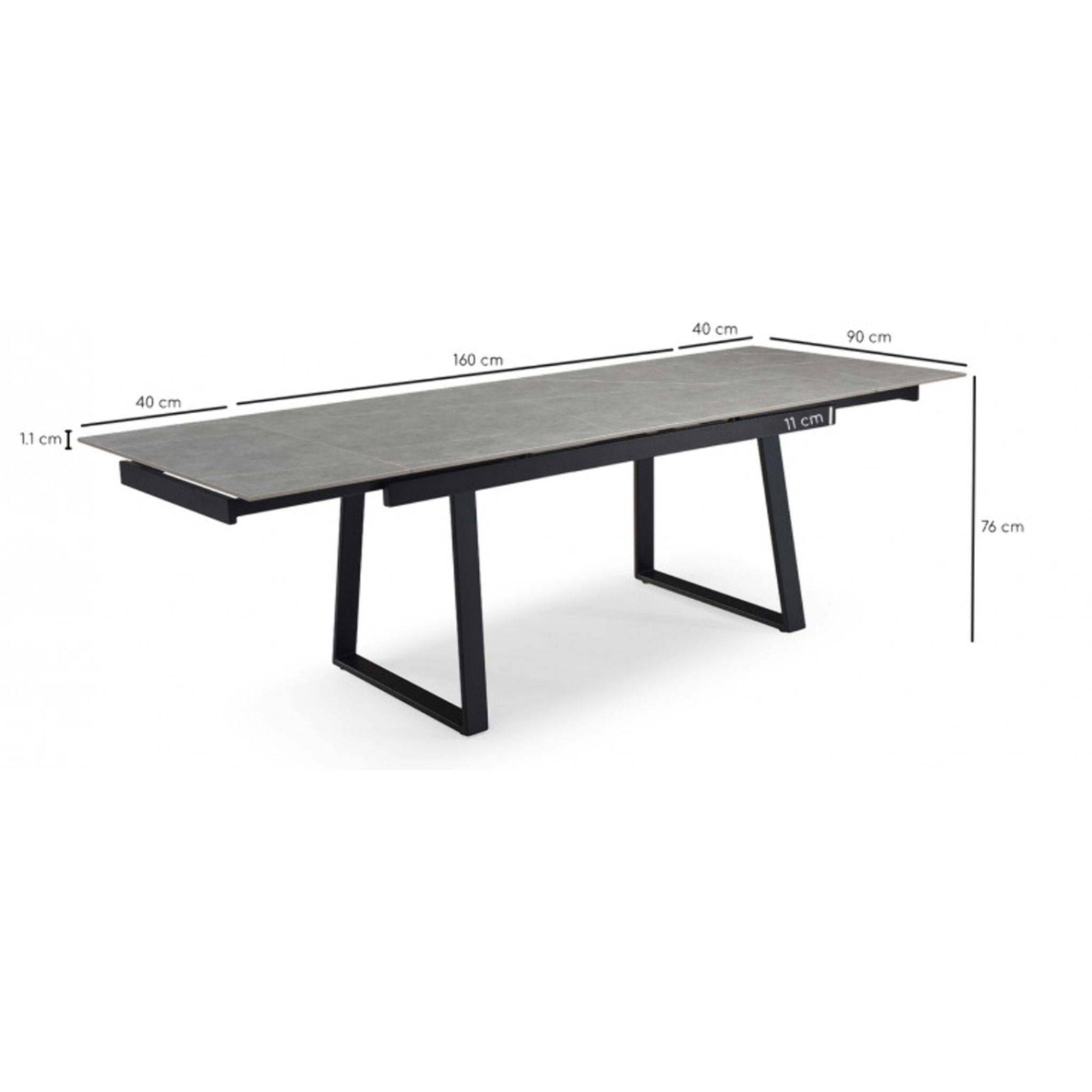 Table extensible en céramique marbre grey L160/240cm - 9 piètements - UNIK