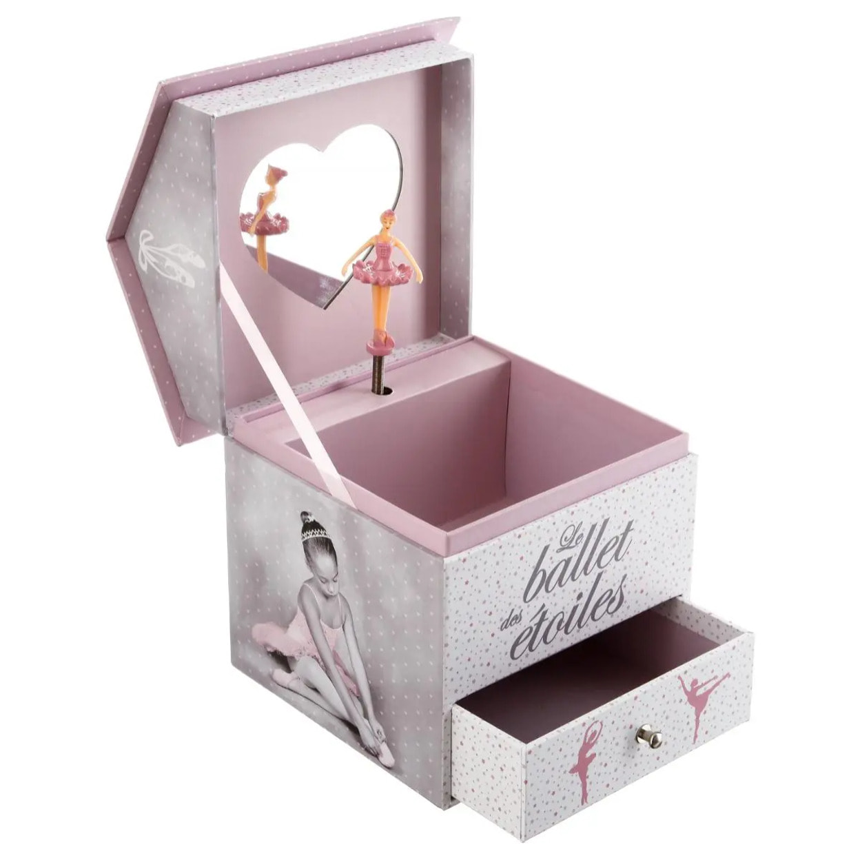Boîte musicale "Ballerine" rose H16cm