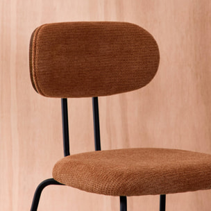 Chaise décor bois courbé teinté noyer et tissu déperlant pieds métal noir (lot de 2) ERIN
