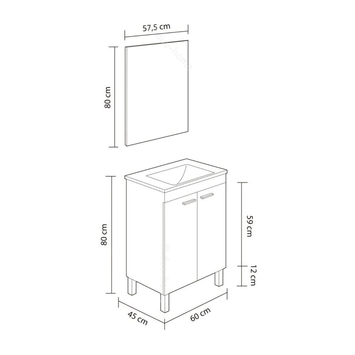 Mueble de baño con espejo LC1 60 Blanco Brillo