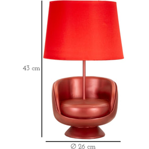 LAMPADA DA COMODINO MIDCENTURY ROSSA CM Ø 26X43