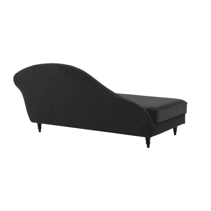 Méridienne gauche ALBA 195 cm velours Noir - 100% déhoussable - Fab. France