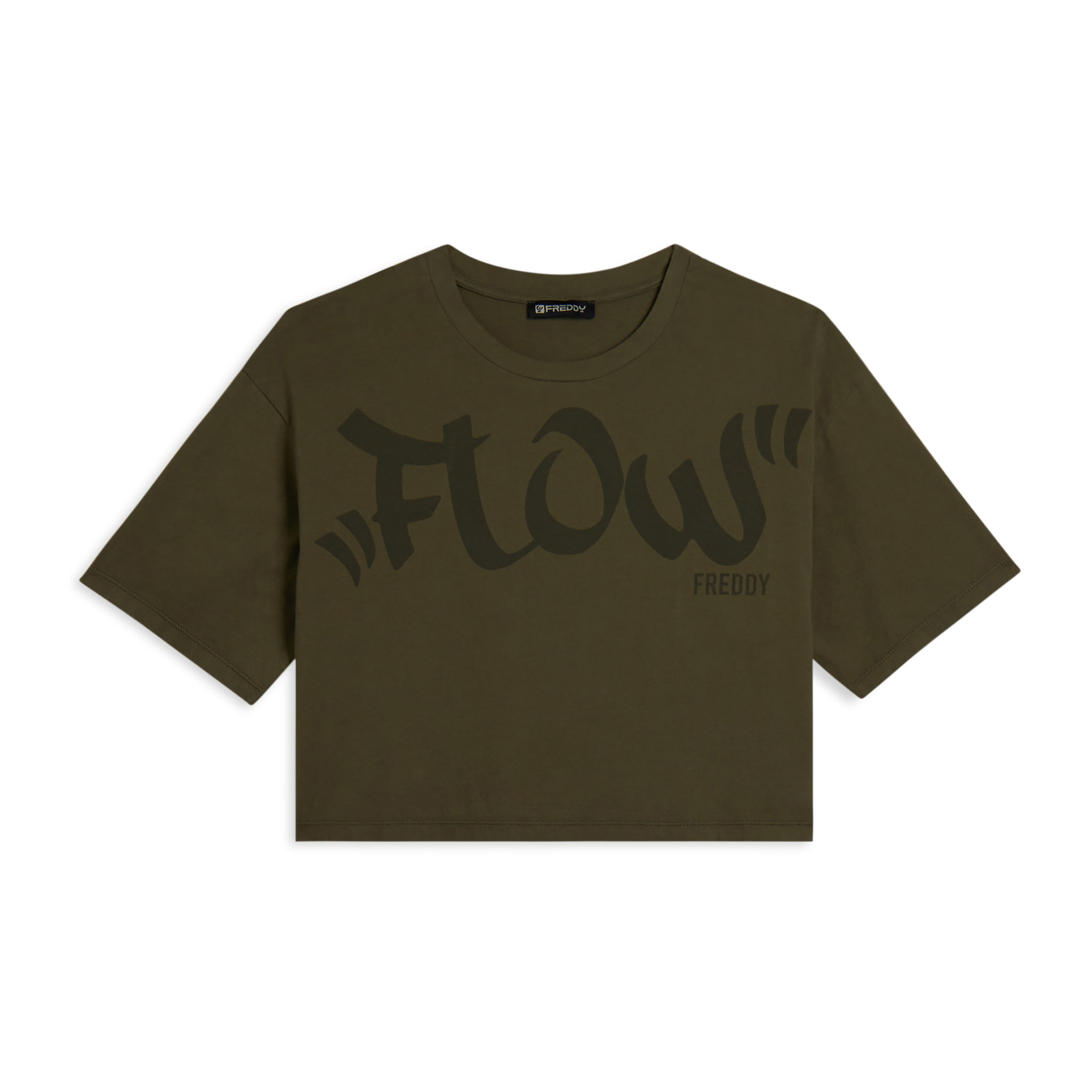 T-shirt cropped con stampa Flow centrale