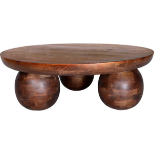 Table basse ronde en bois de manguier  - VENUS