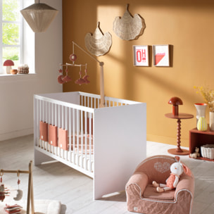 Lit bébé 120x60 avec têtes de lit panneaux blanc ultra